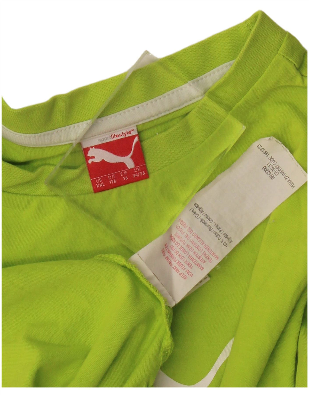 PUMA Girls Graphic T-Shirt Top 15-16 Years Green Cotton