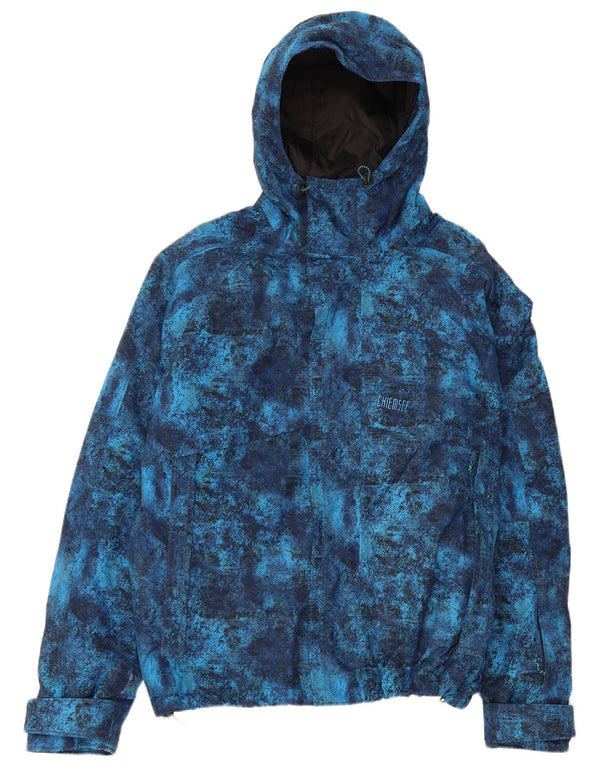 CHIEMSEE Mens Hooded Windbreaker Jacket UK 38 Medium Blue Tie Dye