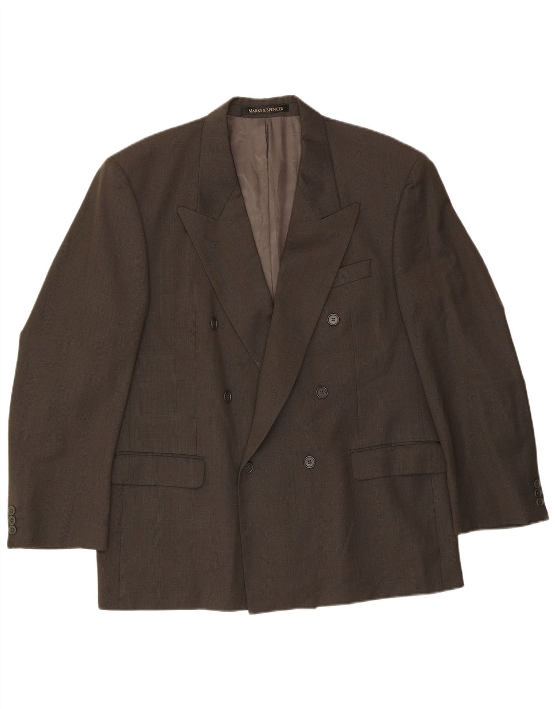 Marks & Spencer Mens Double Breasted Blazer Jacket UK 44 XL Green Check