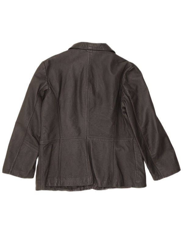 Conbipel Womens 3 Button Leather Blazer Jacket IT 48 XL Black
