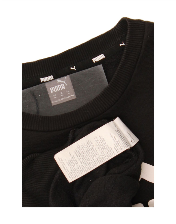 PUMA Womens Graphic Sweatshirt Jumper UK 14 Medium Black Cotton Vintage Puma and Second-Hand Puma from Messina Hembry 