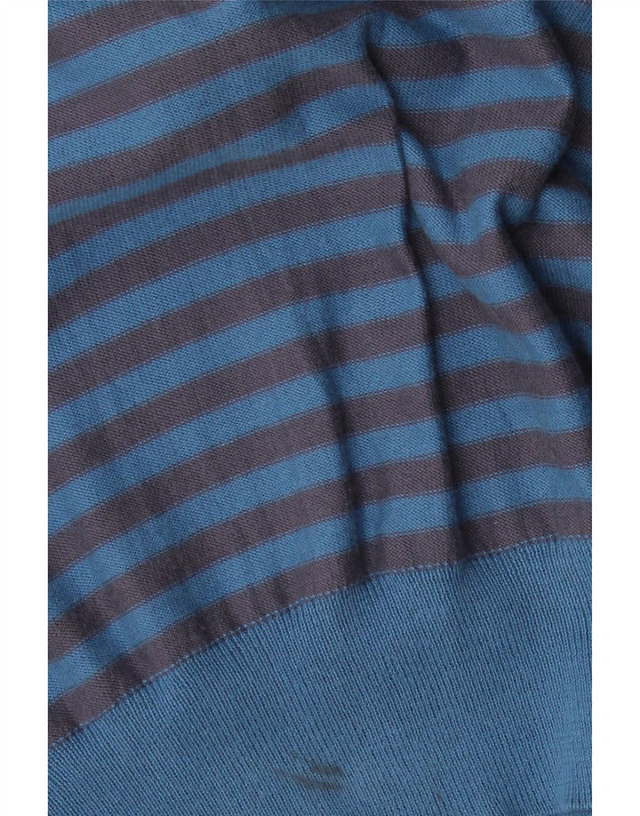 LEVI'S Mens V-Neck Jumper Sweater XL Blue Striped Cotton