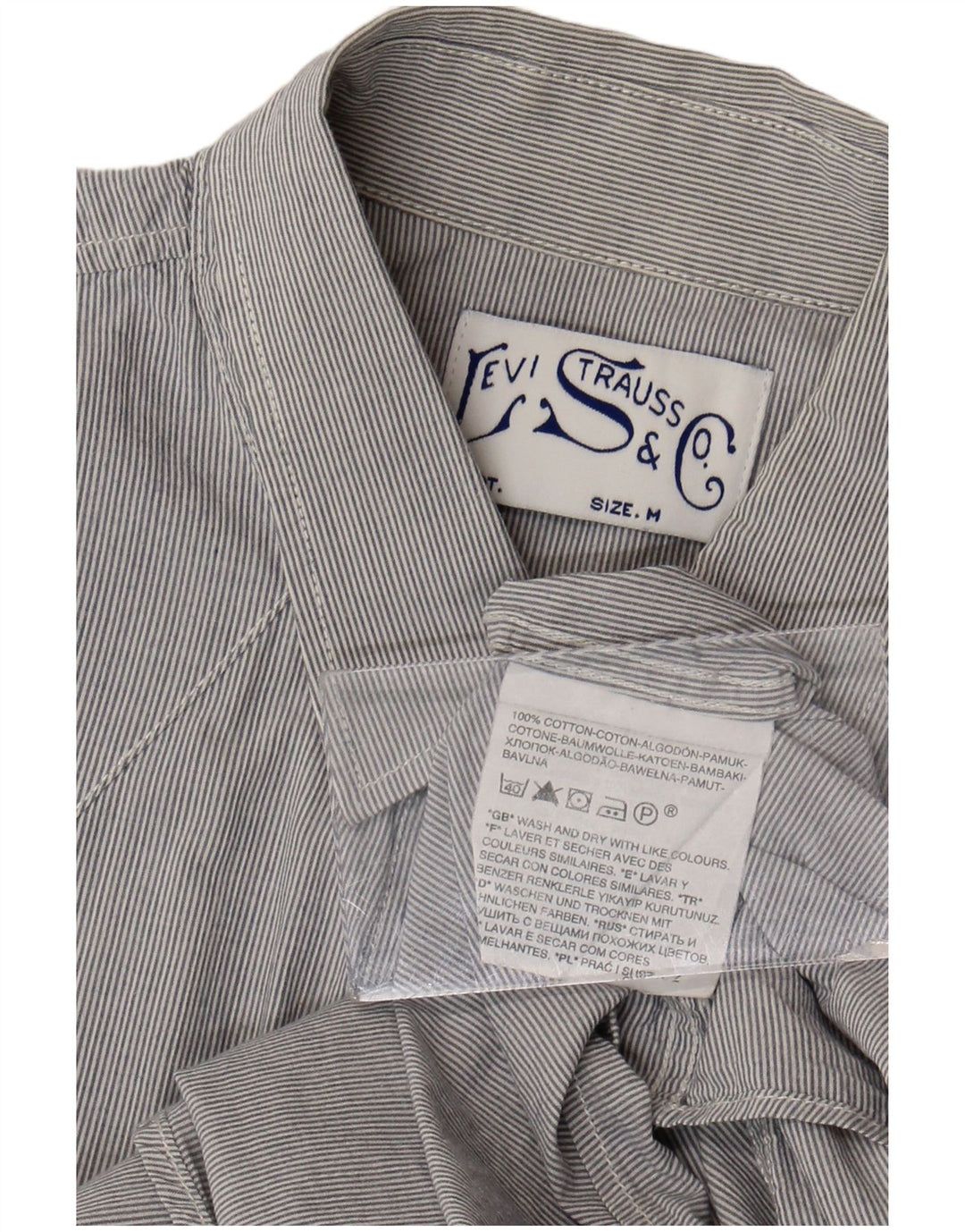 Levi's Mens Short Sleeve Shirt Medium Grey Pinstripe Cotton