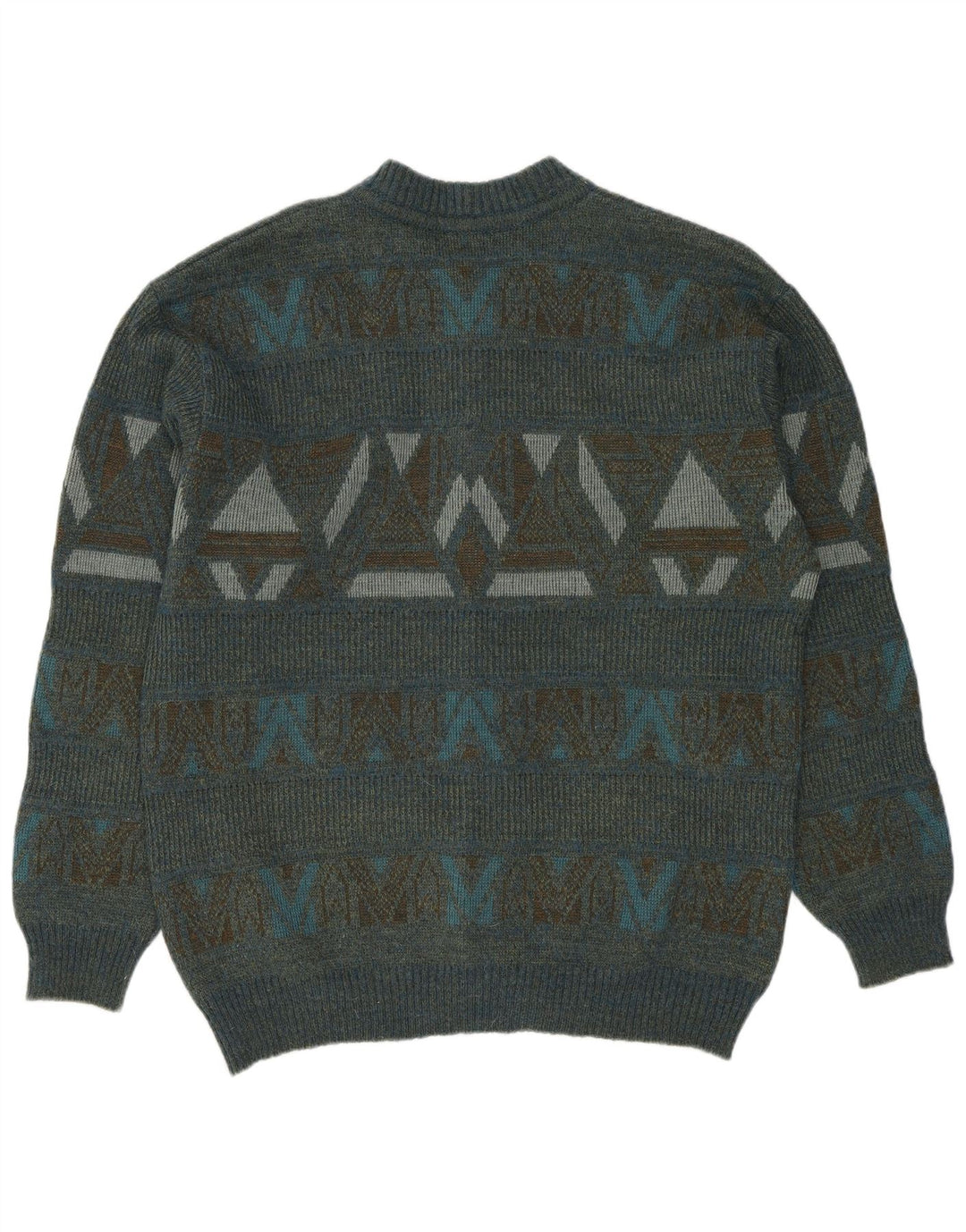 DRALON Mens Cardigan Sweater Medium Multicoloured Geometric Polyacrylic