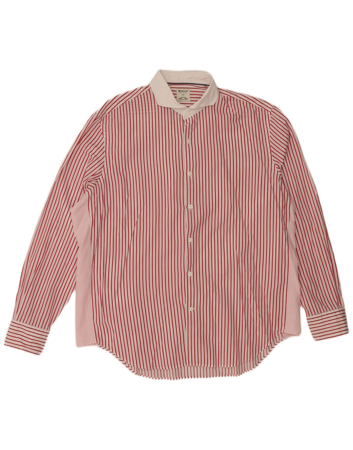 BOGGI Mens Shirt 2XL Red Pinstripe