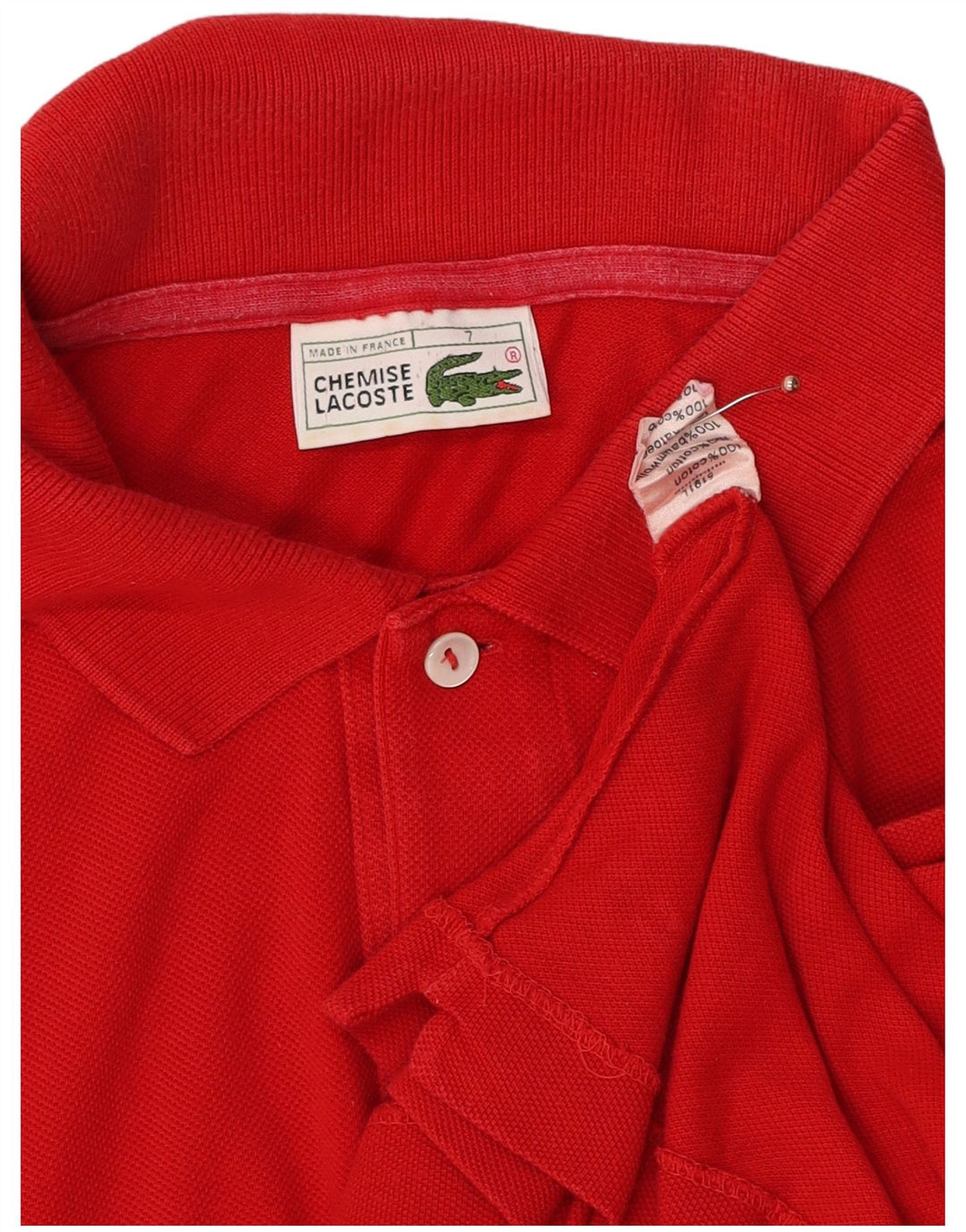LACOSTE Mens Polo Shirt Size 7 2XL Red Cotton