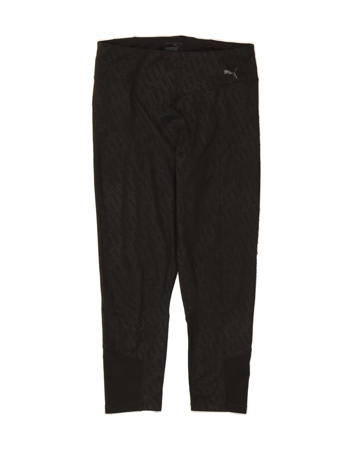 PUMA Womens Capri Leggings UK 12 Medium Black Geometric Vintage Puma and Second-Hand Puma from Messina Hembry 