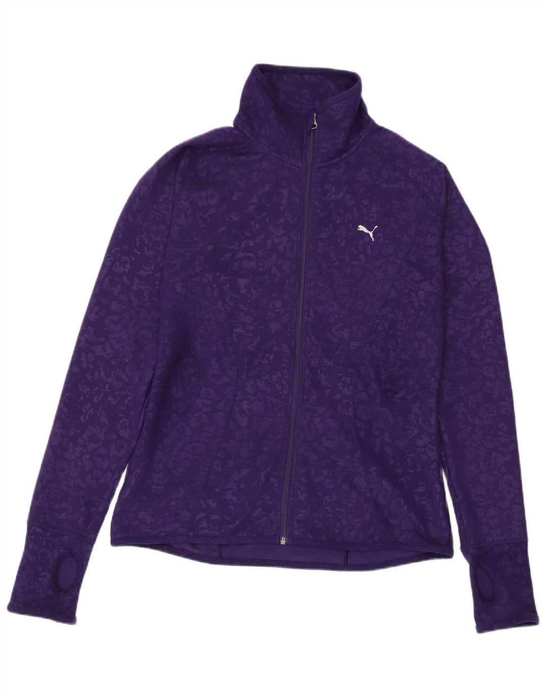 PUMA Womens Tracksuit Top Jacket UK 14 Large Purple Animal Print Polyester