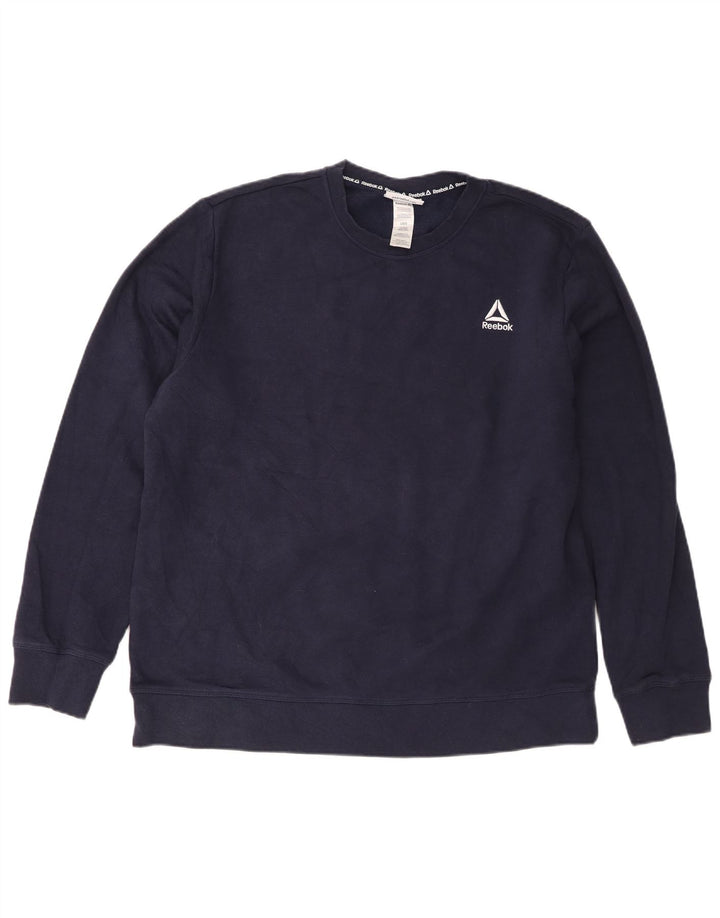 Reebok Mens Sweatshirt Jumper Large Navy Blue Cotton