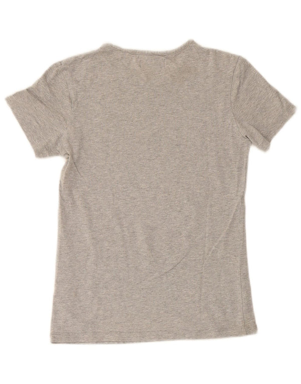ADIDAS Womens Graphic T-Shirt Top UK 8 Small Grey Flecked Cotton