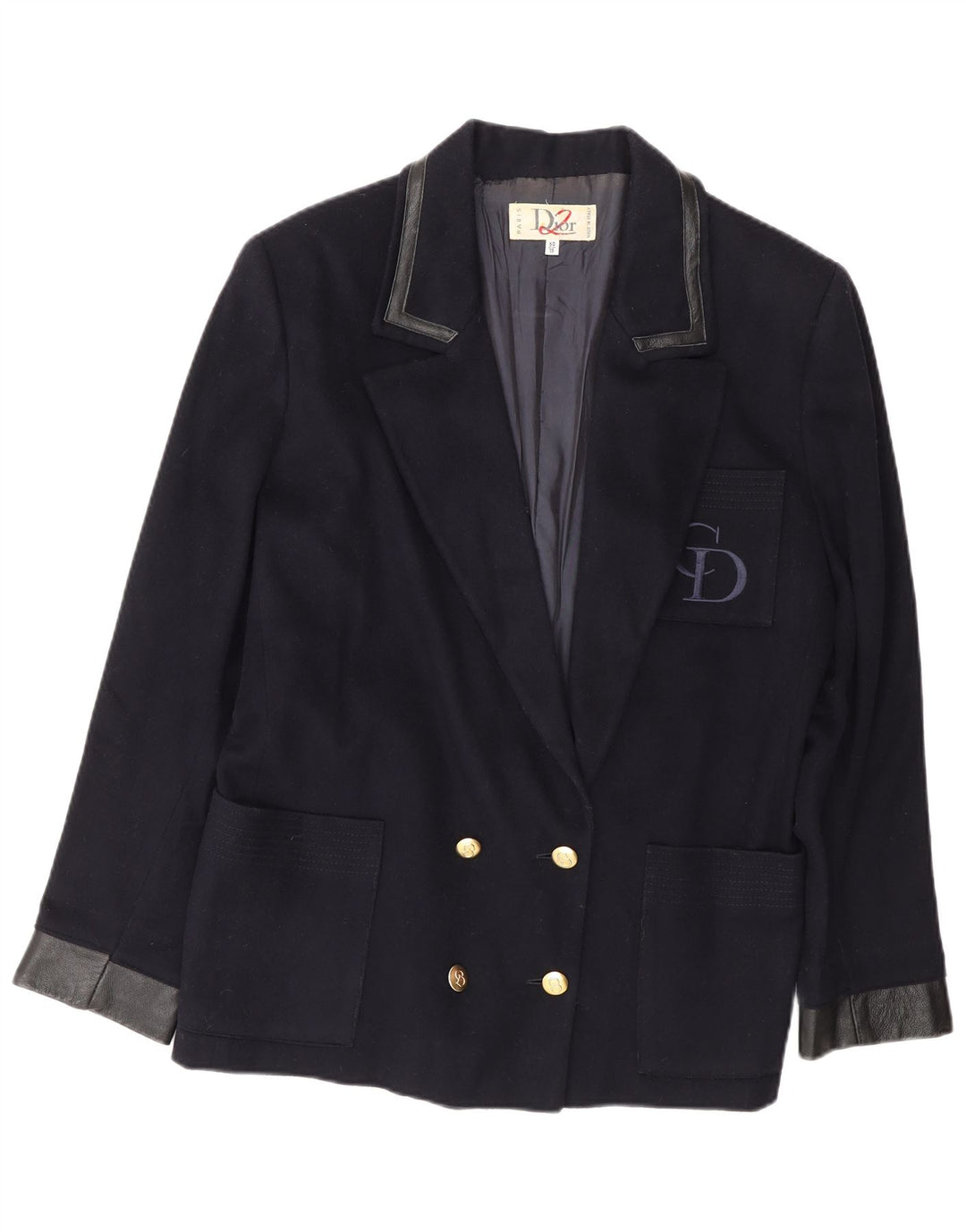 Christian Dior Womens Double Breasted Blazer Jacket UK 16 Large Navy Blue