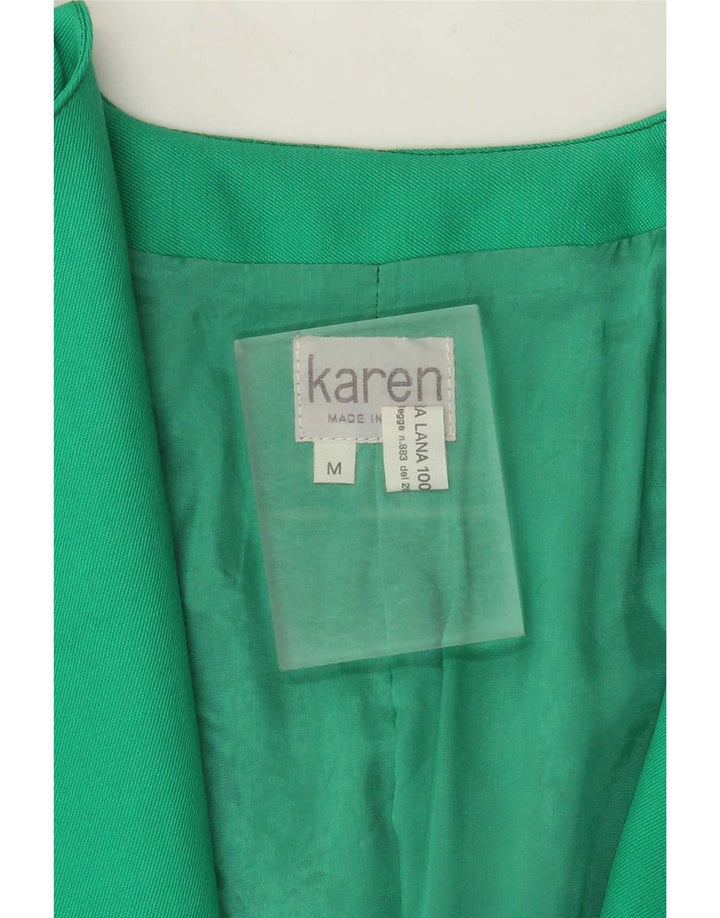 Vintage Womens 3/4 Sleeve Blazer Jacket UK 14 Medium Green Wool