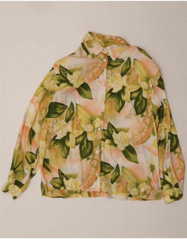 VINTAGE Womens Shirt UK 10 Small Yellow Floral