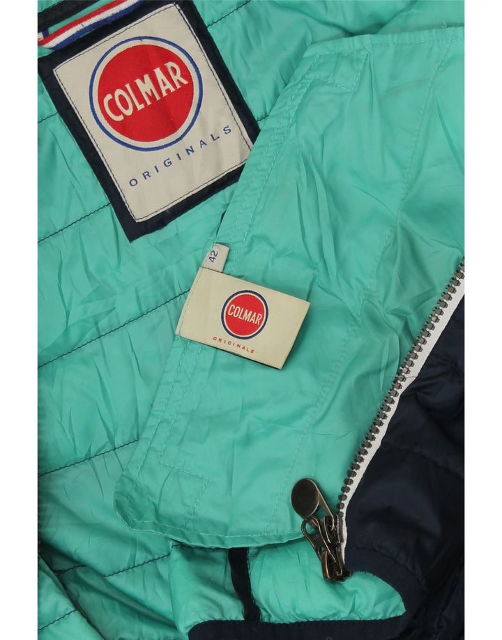 COLMAR Womens Hooded Padded Jacket IT 42 Medium Navy Blue