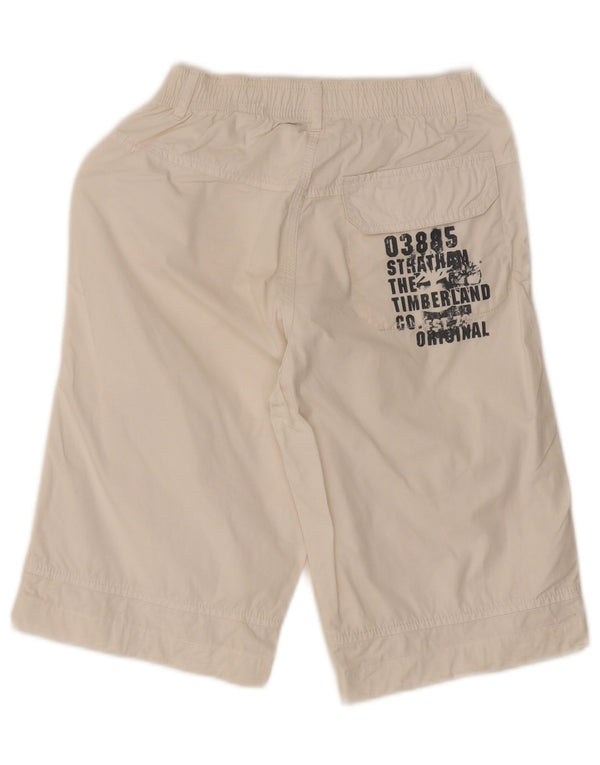 Timberland Boys Graphic Cargo Bermuda Shorts 9-10 Years W26 White Cotton