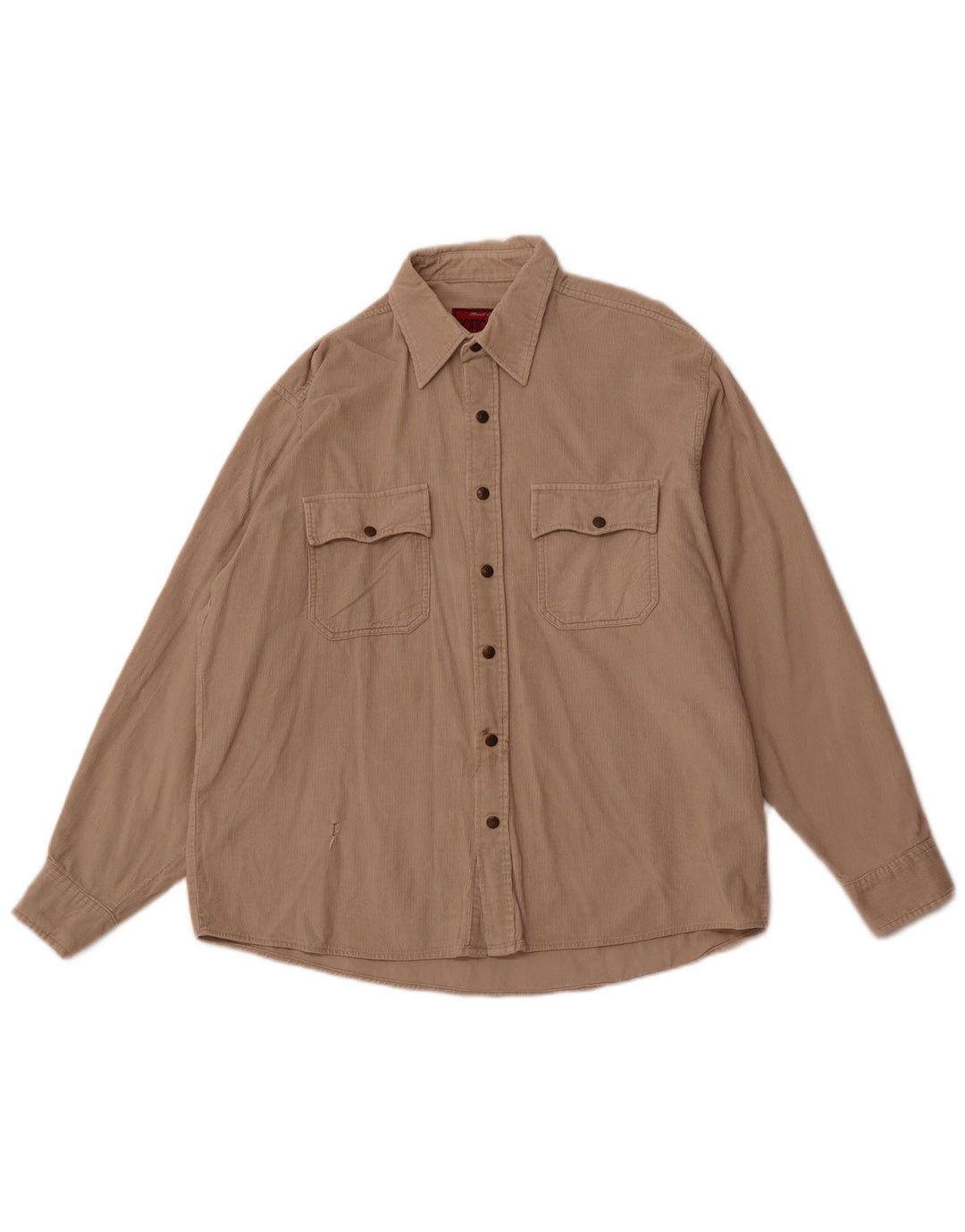 COTTON CLUB Mens Corduroy Shirt Large Beige Cotton