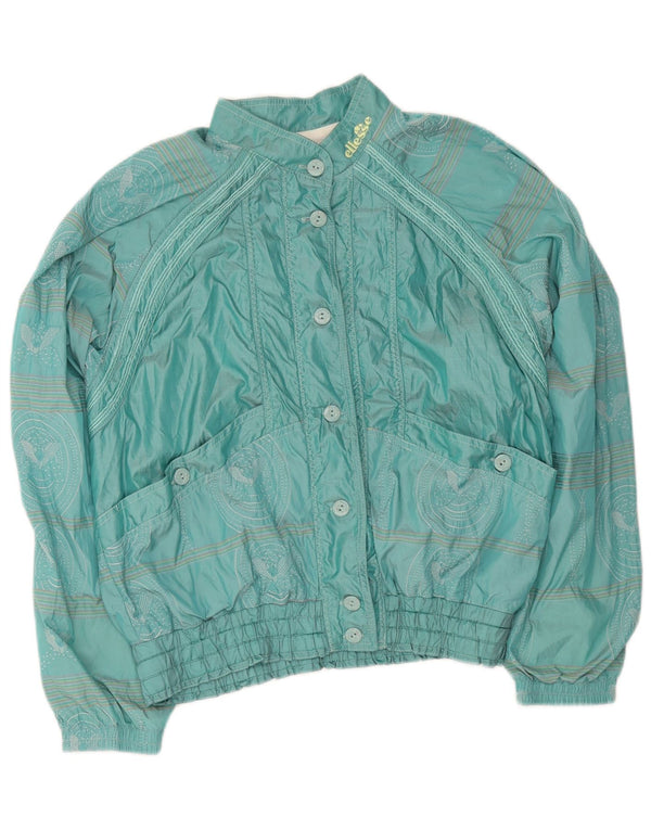 Ellesse Womens Tracksuit Top Jacket IT 44 Medium Green Paisley Cotton
