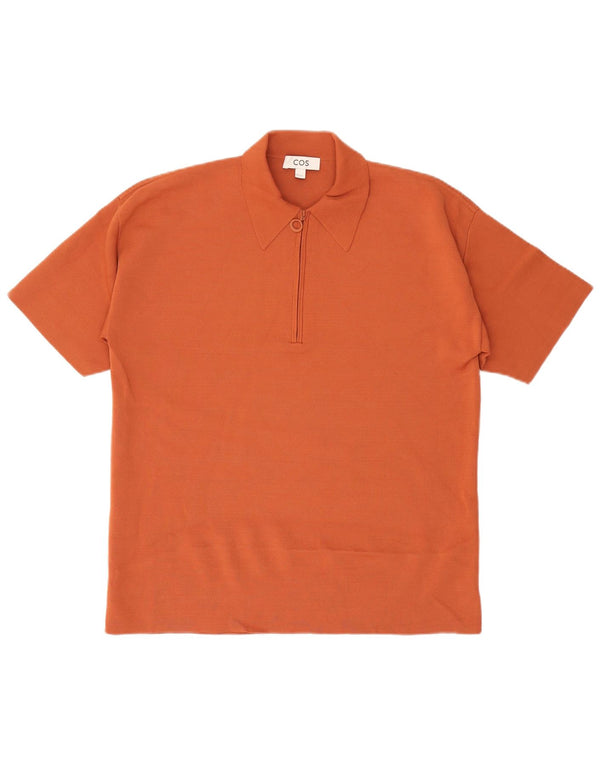 Cos Mens Polo Shirt Small Orange Viscose