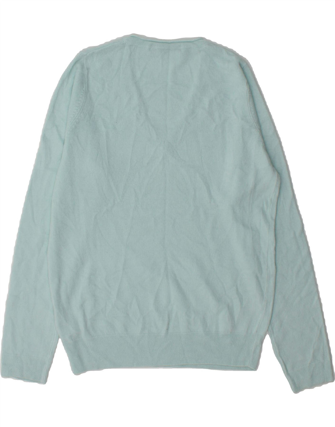 MARKS & SPENCER Womens V-Neck Jumper Sweater UK 12 Medium Blue Acrylic Vintage Marks & Spencer and Second-Hand Marks & Spencer from Messina Hembry 