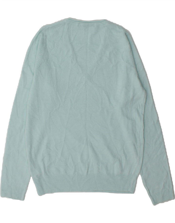 MARKS & SPENCER Womens V-Neck Jumper Sweater UK 12 Medium Blue Acrylic Vintage Marks & Spencer and Second-Hand Marks & Spencer from Messina Hembry 
