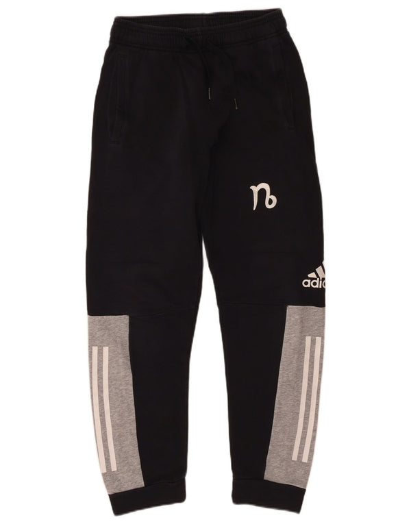 Adidas Boys Tracksuit Trousers Joggers 11-12 Years Black Colourblock