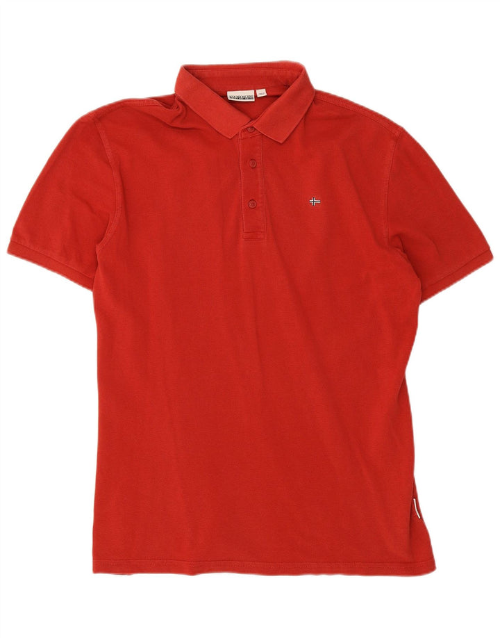 Napapijri Mens Polo Shirt Large Red Cotton