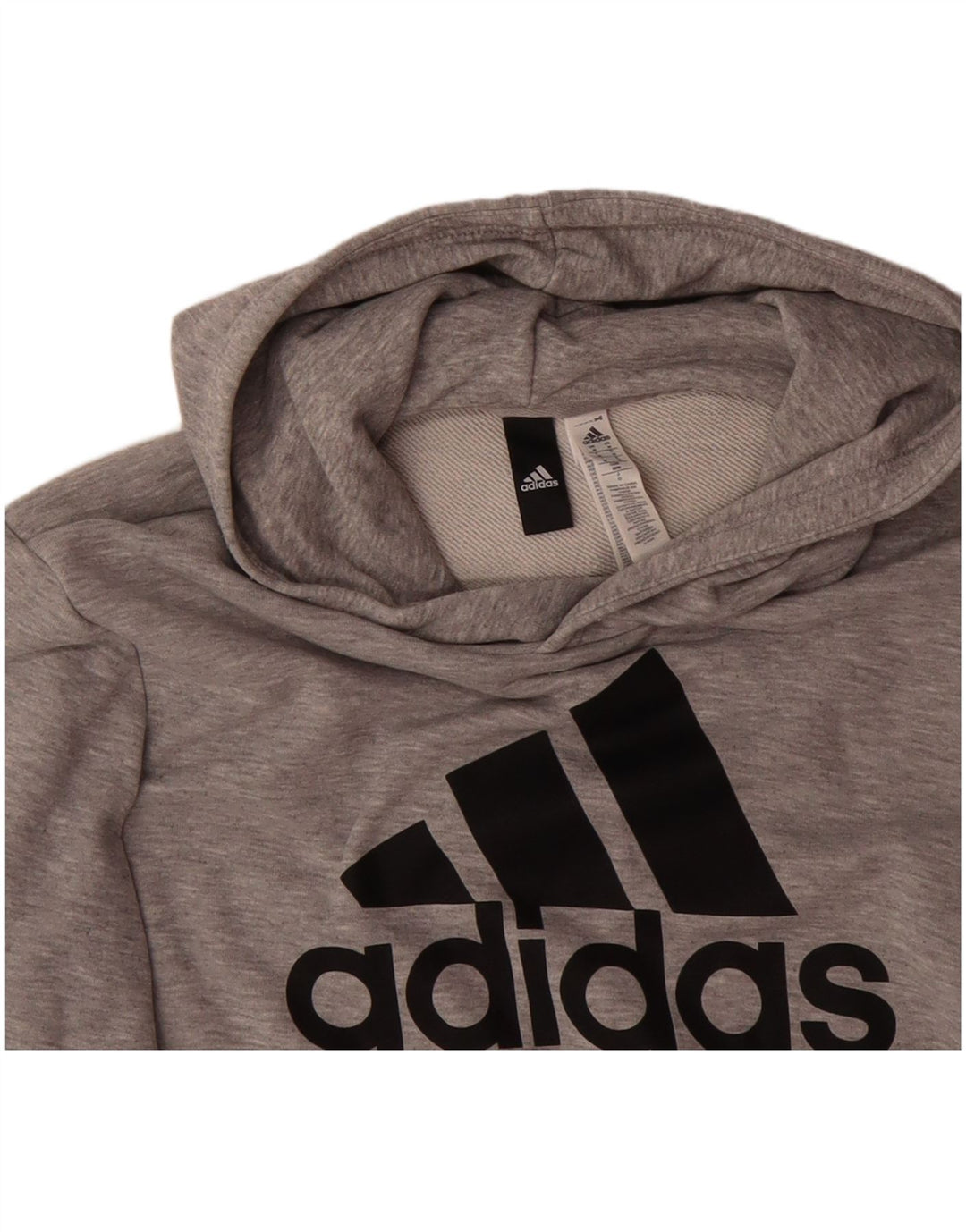 ADIDAS Mens Graphic Hoodie Jumper Medium Grey Cotton