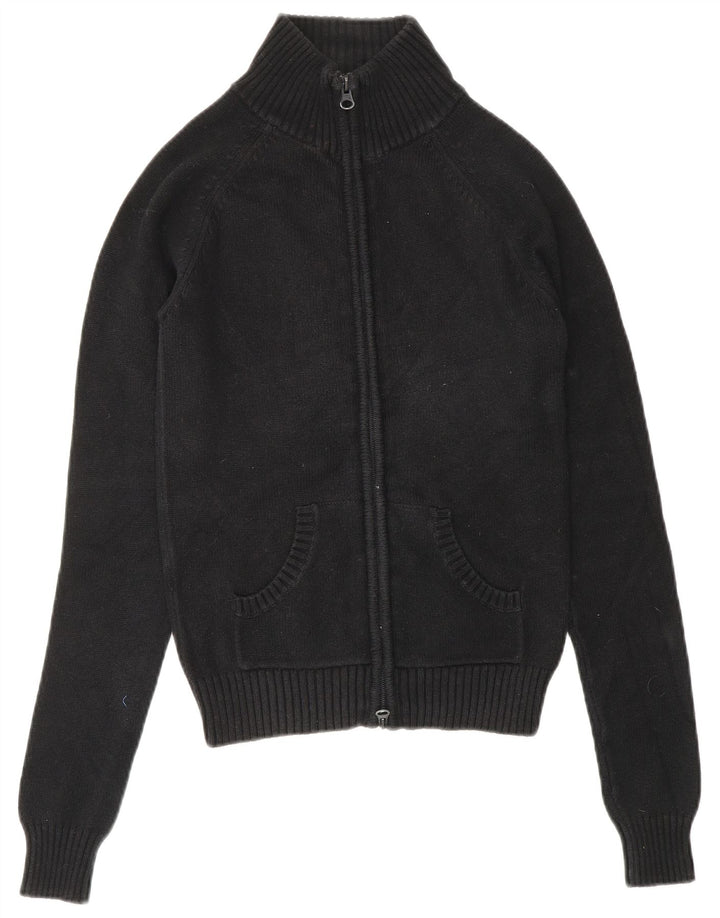 ZARA Womens Cardigan Sweater UK 8 Small Black Cotton