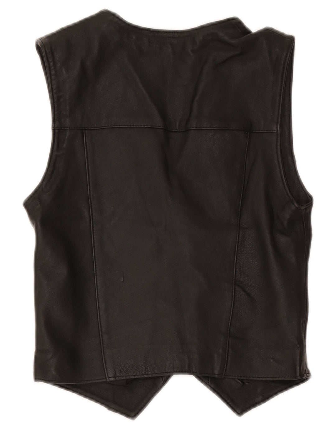 Vintage Womens Leather Waistcoat UK 12 Medium Black
