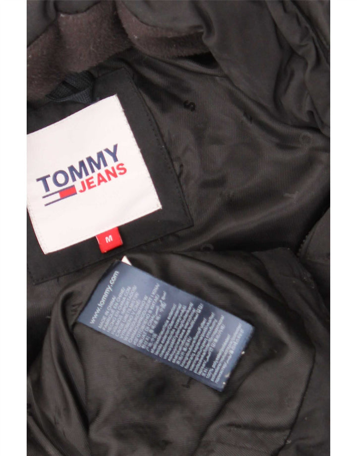 Tommy Hilfiger Womens Hooded Padded Coat UK 14 Medium Black Polyester