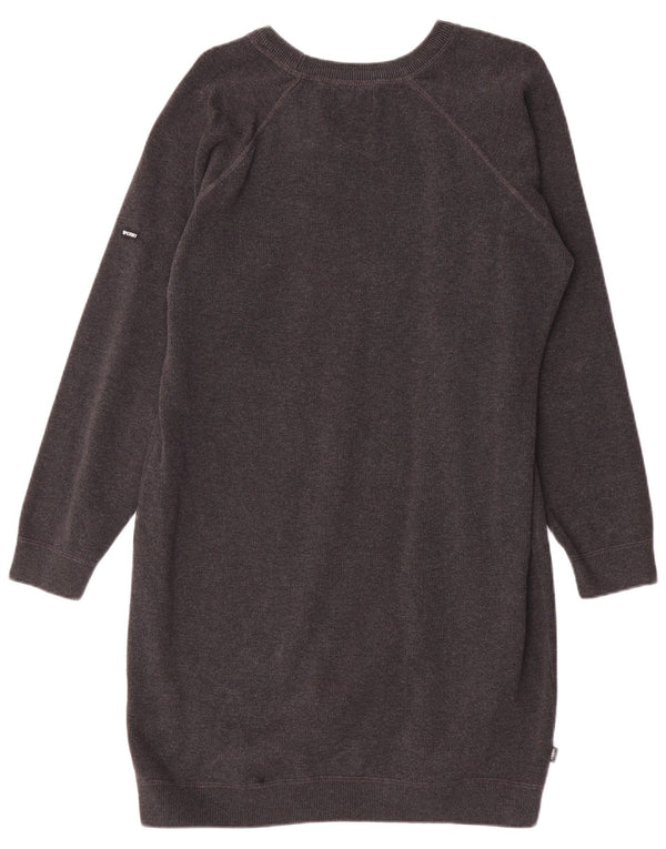 Superdry Womens Long Sleeve Jumper Dress UK 14 Large Grey Cotton