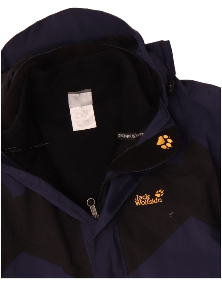 JACK WOLFSKIN Mens Hooded Windbreaker Jacket UK 44 2XL Blue Colourblock