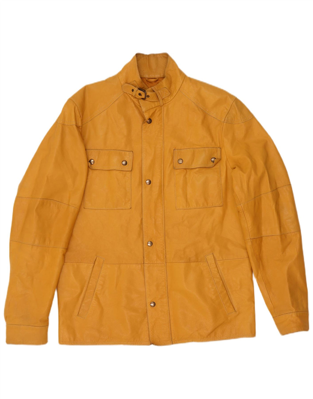 Conbipel Mens Leather Utility Jacket IT 48 Medium Yellow