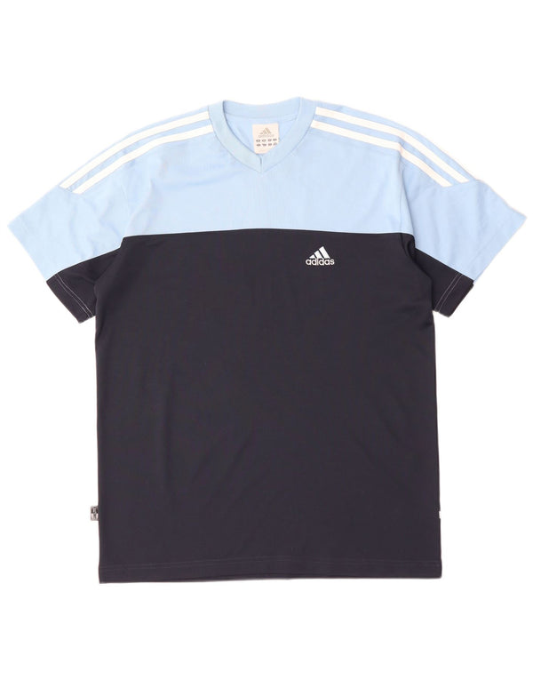ADIDAS Mens T-Shirt Top UK 34/36 Small Blue Colourblock Cotton