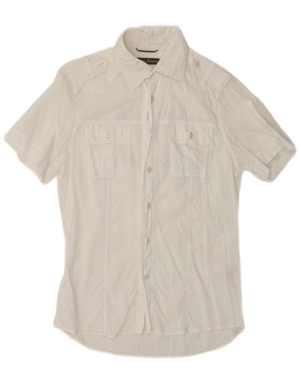 GUESS Mens Graphic Short Sleeve Shirt Small White Cotton