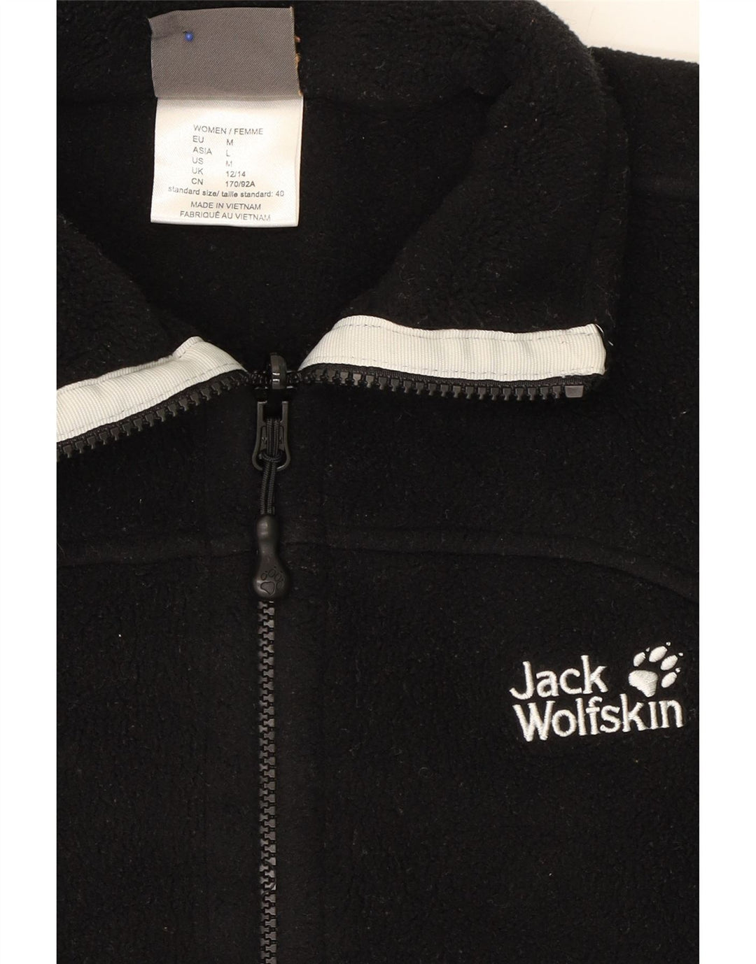 JACK WOLFSKIN Womens Fleece Jacket UK 12/14 Medium Black Polyester Vintage Jack Wolfskin and Second-Hand Jack Wolfskin from Messina Hembry 