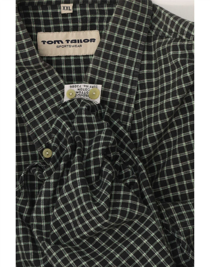 Tom Tailor Mens Shirt 2XL Green Check Cotton