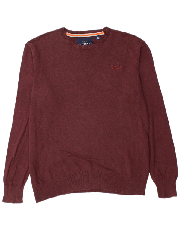 Superdry Mens Crew Neck Jumper Sweater 2XL Burgundy Cotton