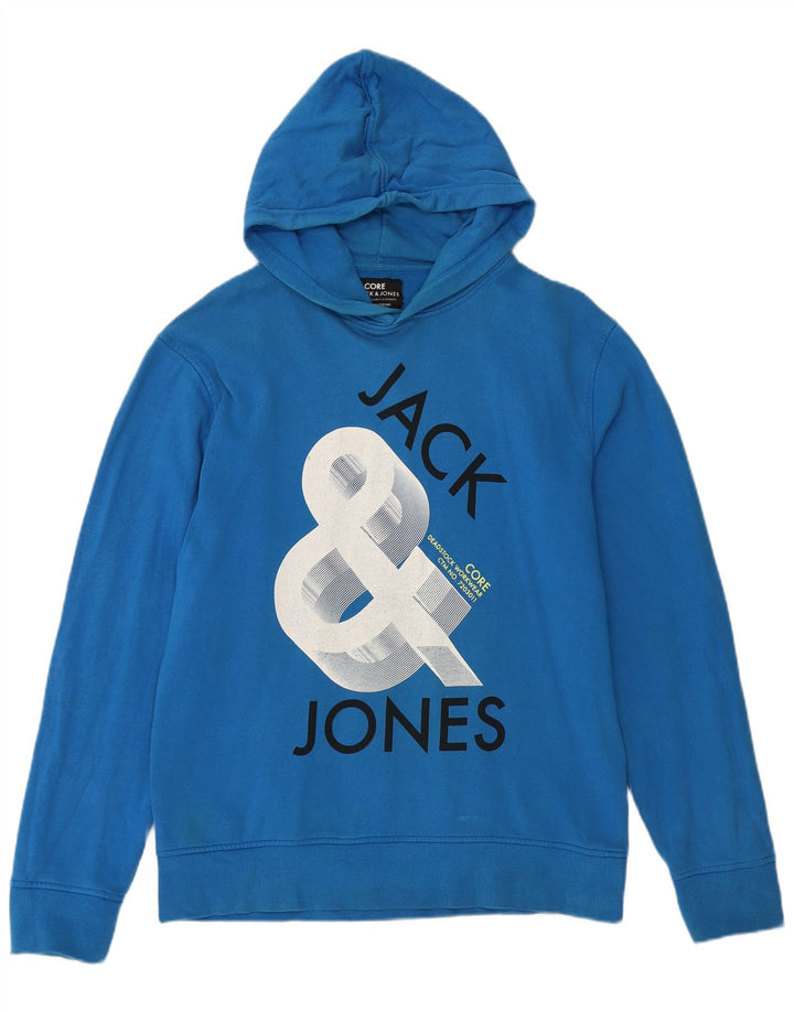 JACK & JONES Mens Graphic Hoodie Jumper XL Blue Cotton
