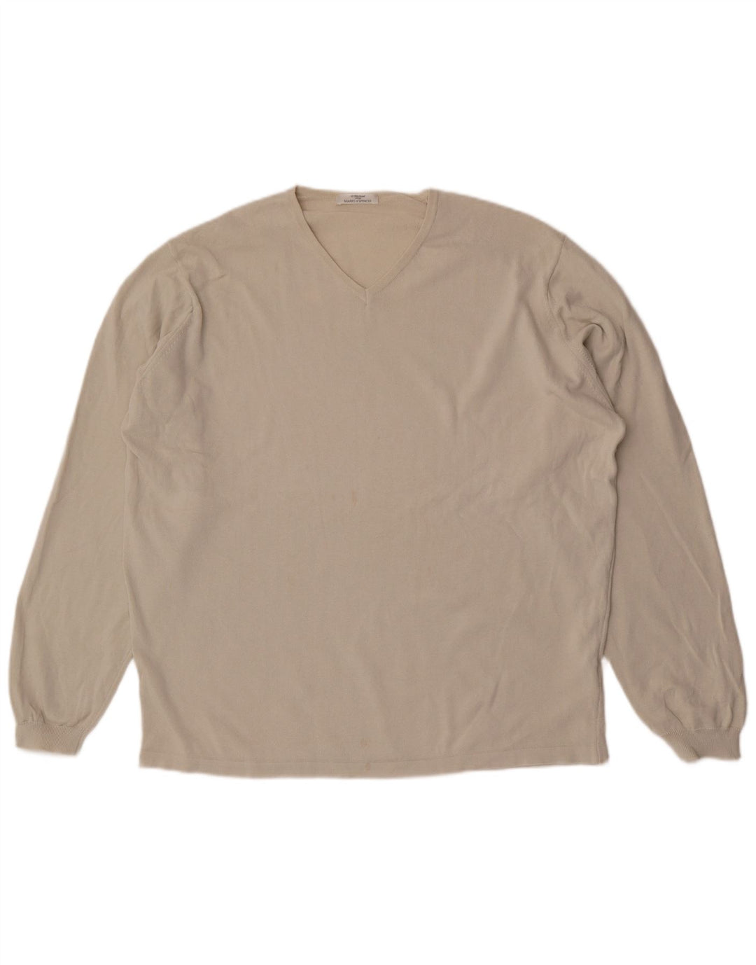 Marks & Spencer Mens Top Long Sleeve XL Beige Cotton