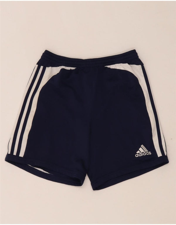 ADIDAS Womens Climalite Sport Shorts UK 12 Medium Navy Blue Colourblock