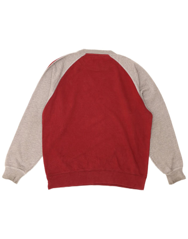 ASICS Mens Sweatshirt Jumper Medium Red Colourblock Cotton