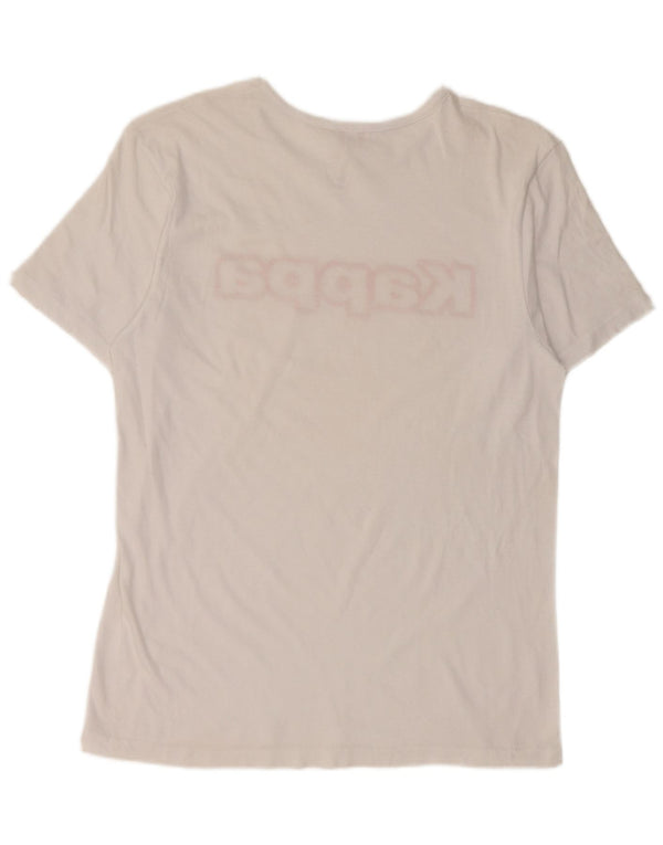 Kappa Womens Graphic T-Shirt Top UK 14 Medium White Cotton