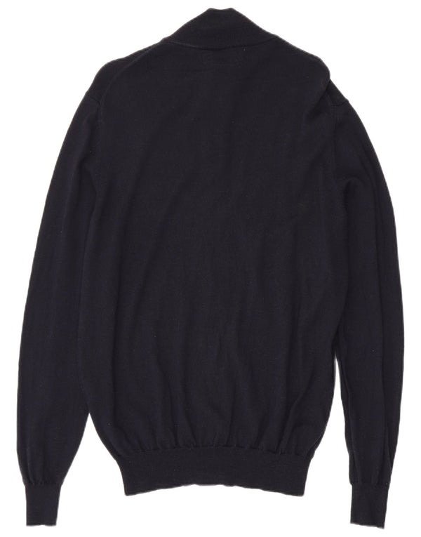 Trussardi Mens Cardigan Sweater Large Navy Blue Wool