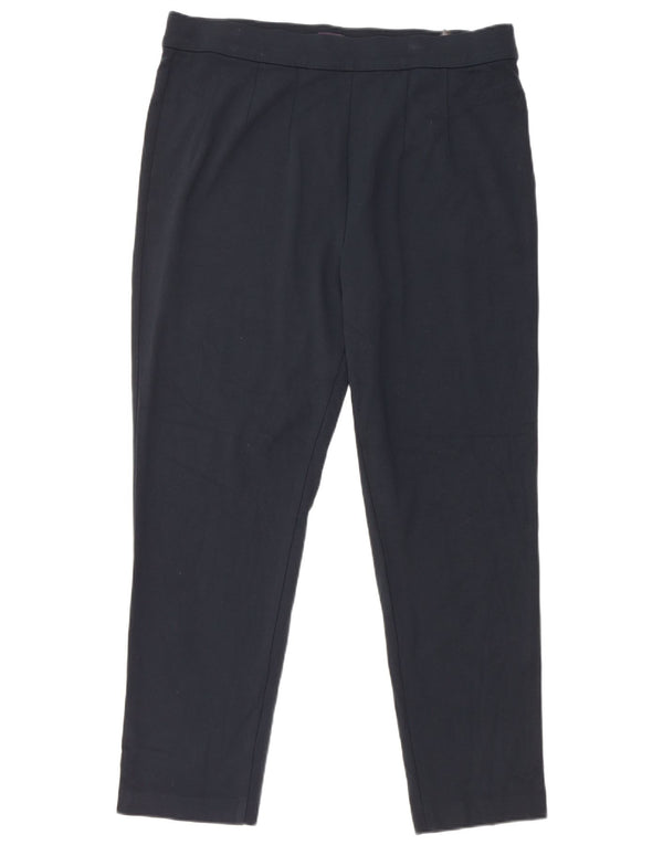 Marks & Spencer Womens Tapered Casual Trousers UK 18 XL W36 L28 Navy Blue