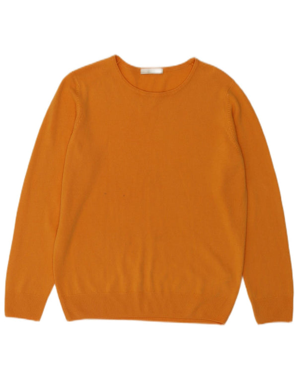 Marks & Spencer Womens Crew Neck Jumper Sweater UK 12 Medium Orange Acrylic
