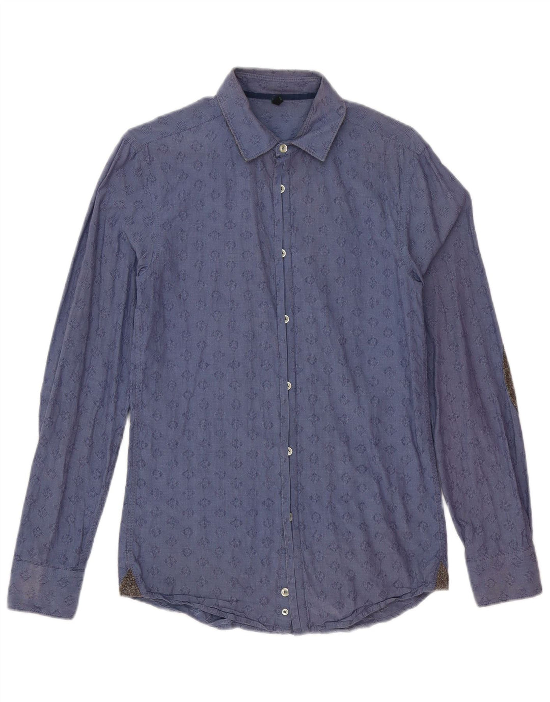 Benetton Mens Shirt Small Navy Blue Geometric