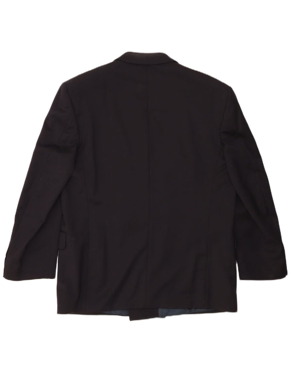 Jaeger Mens Double Breasted Blazer Jacket IT 54 2XL Navy Blue Wool