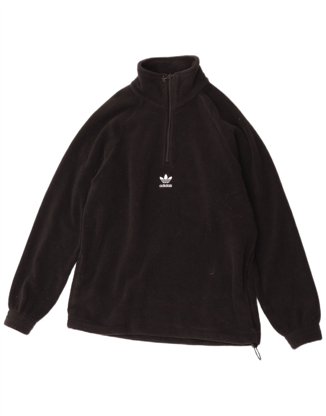 Adidas Mens Zip Neck Fleece Jumper Small Black Polyester