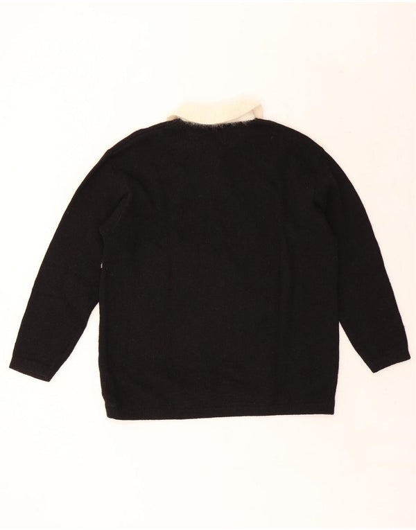 CECILIA BENETTI Womens Polo Neck Jumper Sweater UK 14 Medium Black Floral